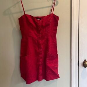 Reformation Amery Dress Red Linen